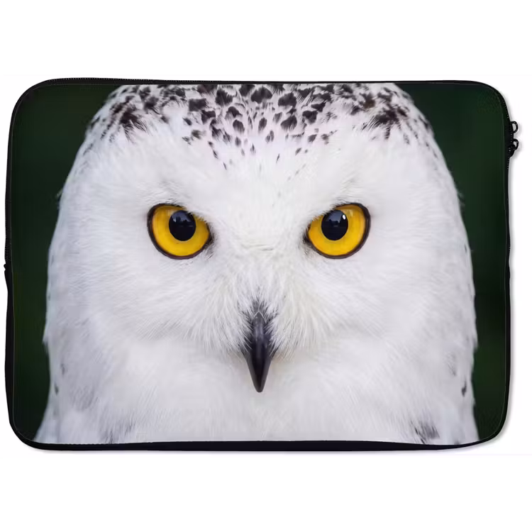 Sneeuwuil - Portret - Geel laptophoes neopreen klein -zkaufland3dotto