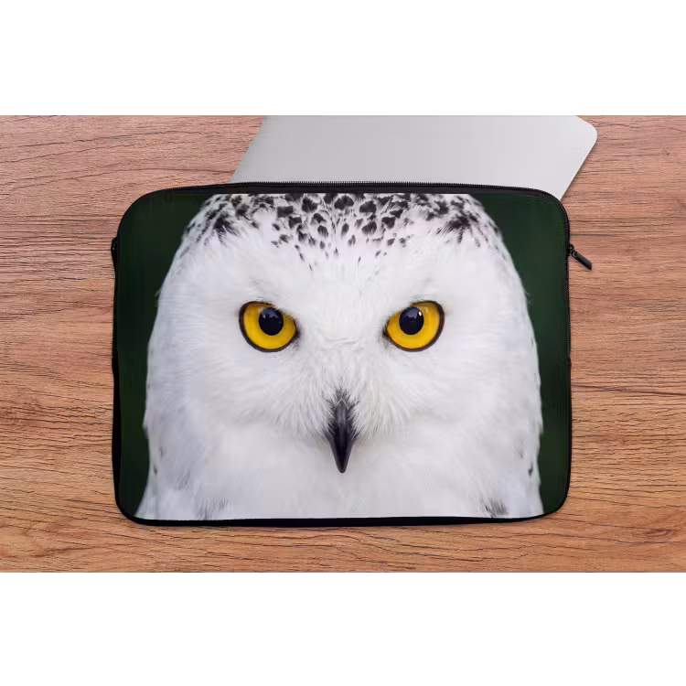 Sneeuwuil - Portret - Geel laptophoes neopreen klein -tafel