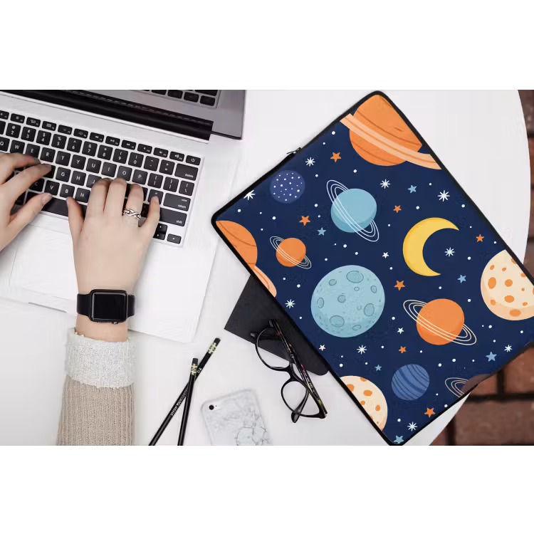 Ruimte - Planeten - Kleurrijk laptophoes neopreen klein -bureau