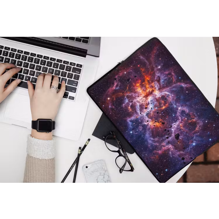 Space - Stars - Abstract - Colorful laptophoes neopreen klein -bureau