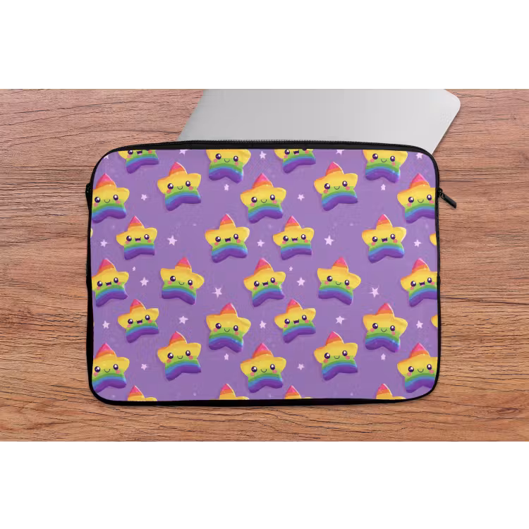 Sterren - Regenboog - Paars laptophoes neopreen klein 279 -tafel