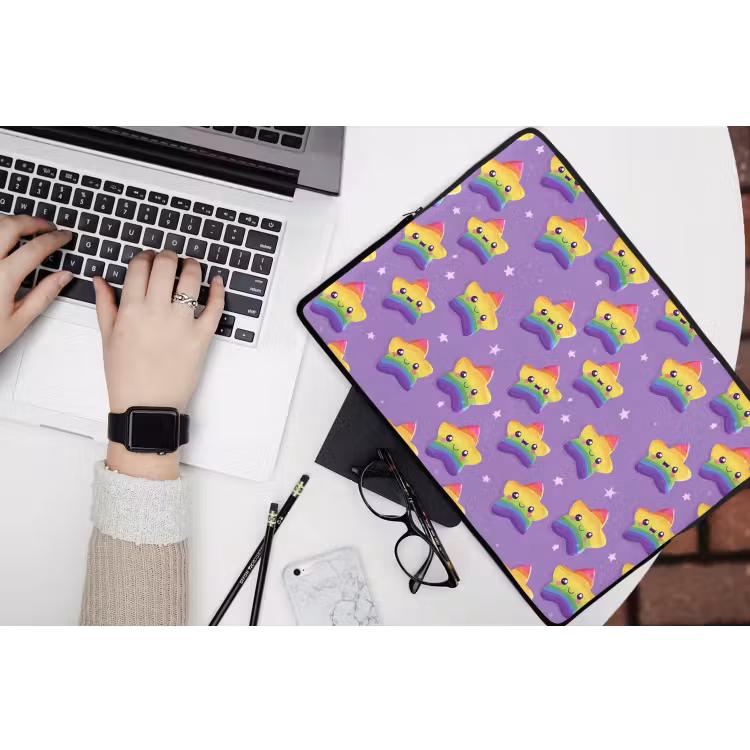 Sterren - Regenboog - Paars laptophoes neopreen klein 279 -bureau