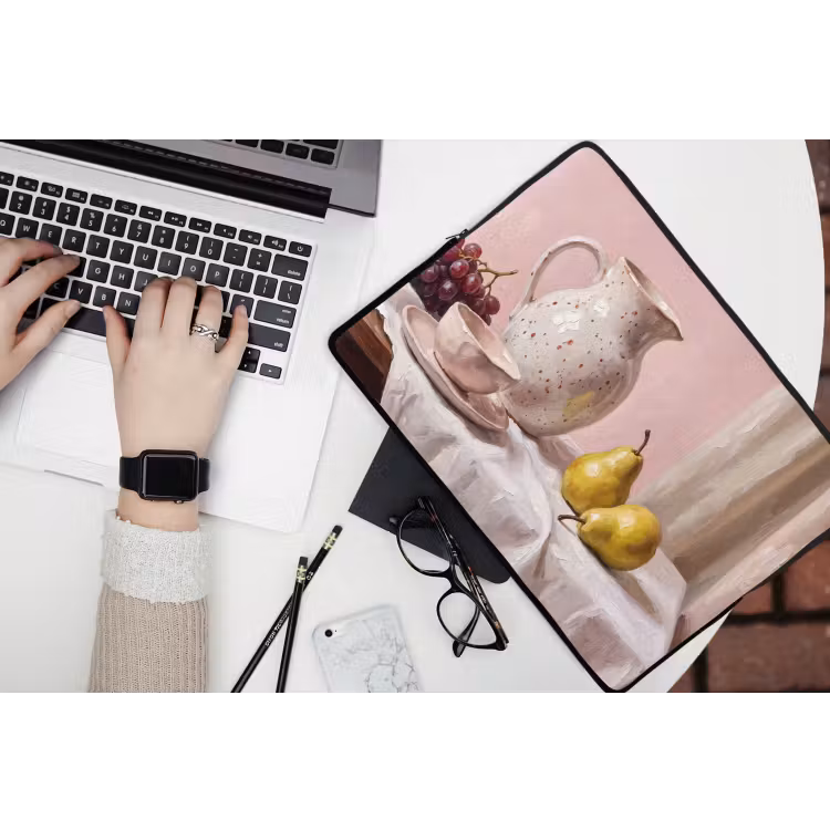 Laptop Sleeve - Still Life - Fruit - Pink - Stilleven - Fruit - Roze laptophoes neopreen klein