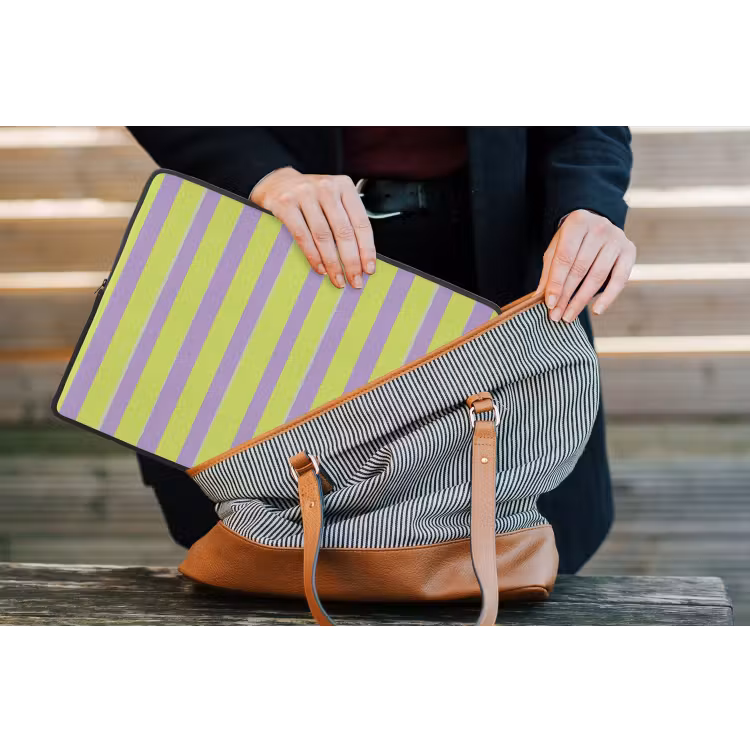 Strepen - Patroon - Groen laptophoes neopreen klein 279 -tas