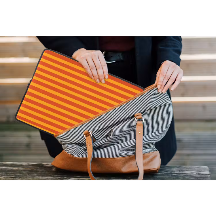 Strepen - Patroon - Oranje laptophoes neopreen klein 279 -tas