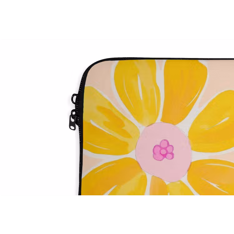 Zomers - Bloemen - Geel laptophoes neopreen klein 279 -detail