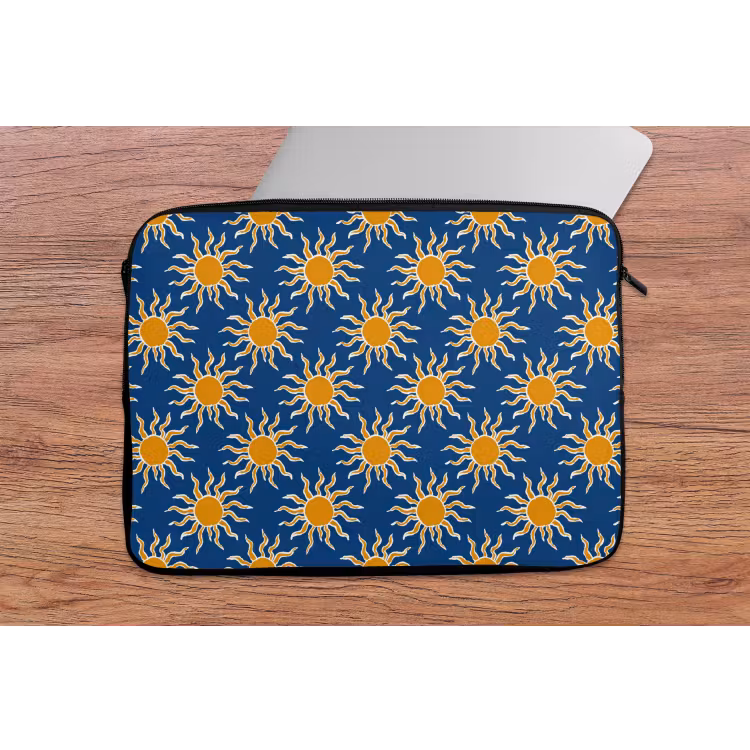 Zon - Patroon - Blauw laptophoes neopreen klein 279 -tafel