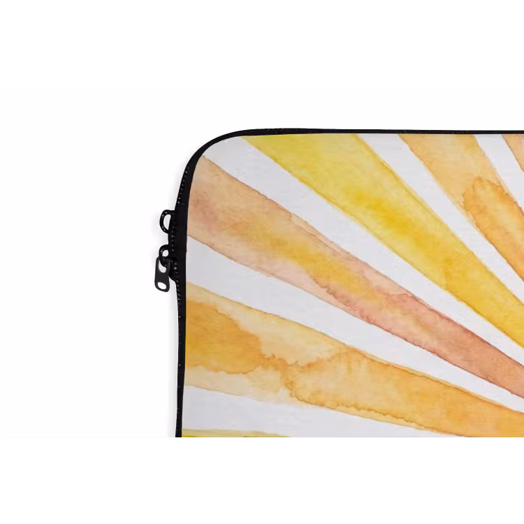 Zon - Stralen - Aquarel - Geel - Abstract laptophoes neopreen klein -detail