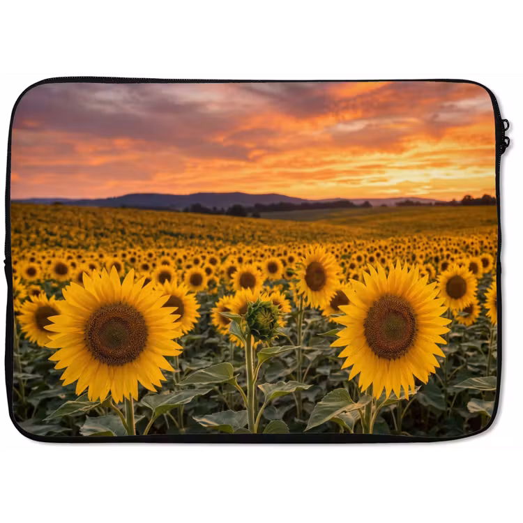 Zonnebloemen - Heuvellandschap - Geel laptophoes neopreen klein -zkaufland3dotto