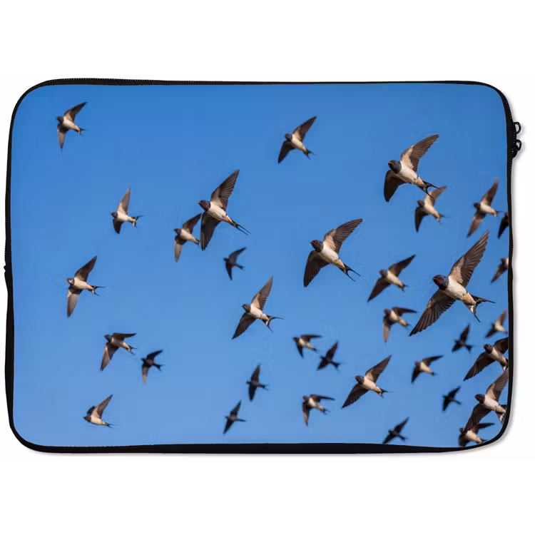 Zwaluwen - Vliegen - Blauw laptophoes neopreen klein -zkaufland3dotto