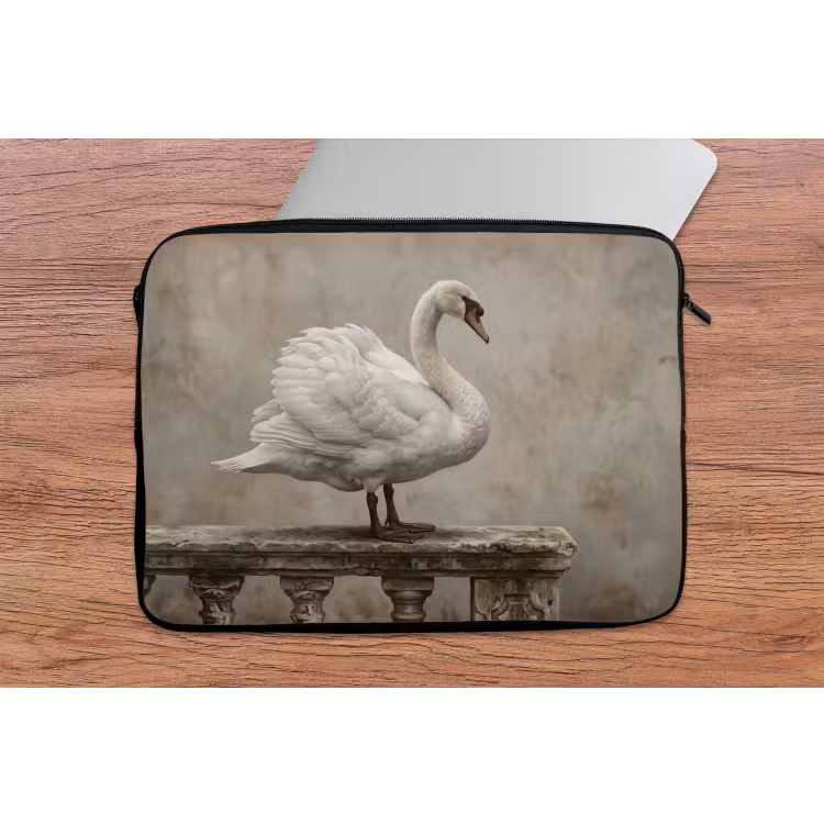Zwaan - Elegant - Dieren - Wit laptophoes neopreen klein -tafel