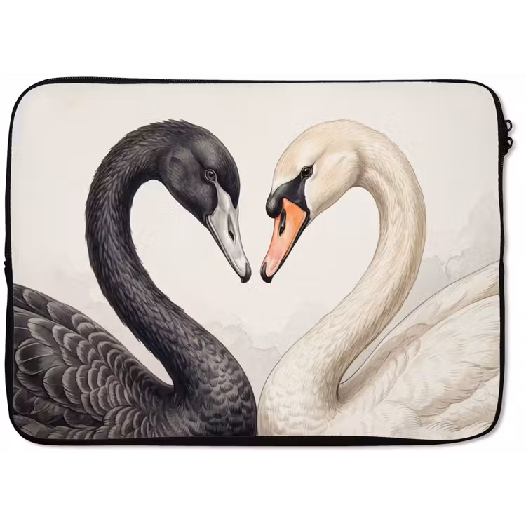 Zwanen - Hartvorm - Dieren laptophoes neopreen klein -zkaufland3dotto