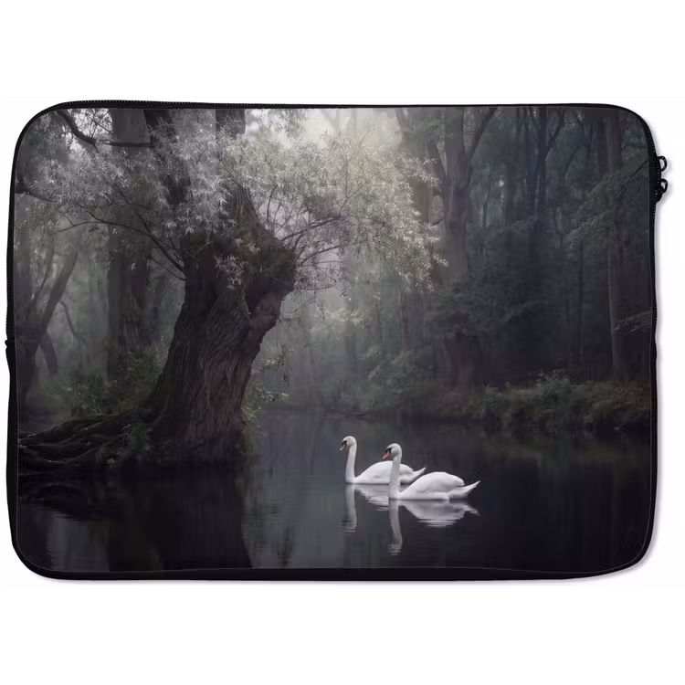 Zwanen - Rivier - Bos laptophoes neopreen klein -zkaufland3dotto