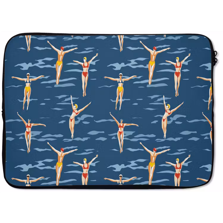 Zwemsters- Retro - Blauw laptophoes neopreen klein 279 -zkaufland3dotto
