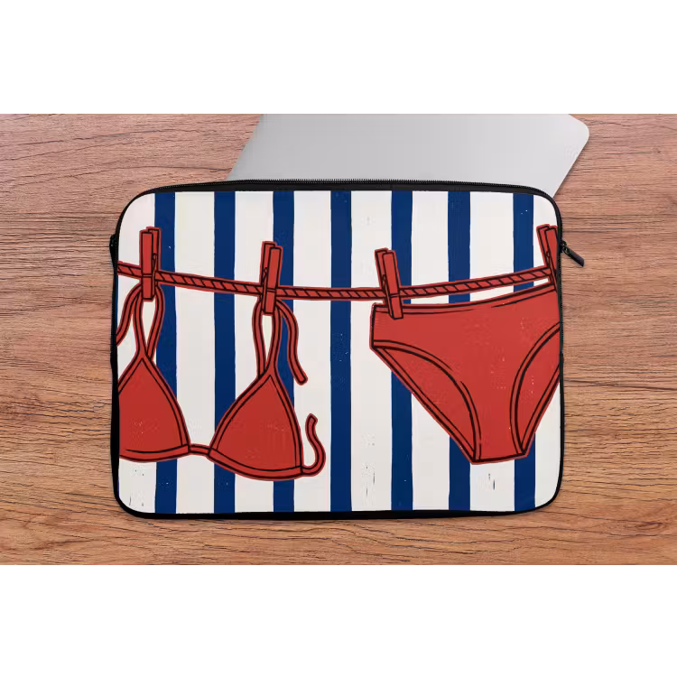 Badkleding - Waslijn - Zomer - Illustratie - Rood laptophoes neopreen klein -tafel