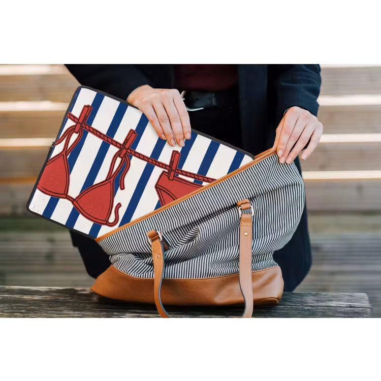 Badkleding - Waslijn - Zomer - Illustratie - Rood laptophoes neopreen klein -tas