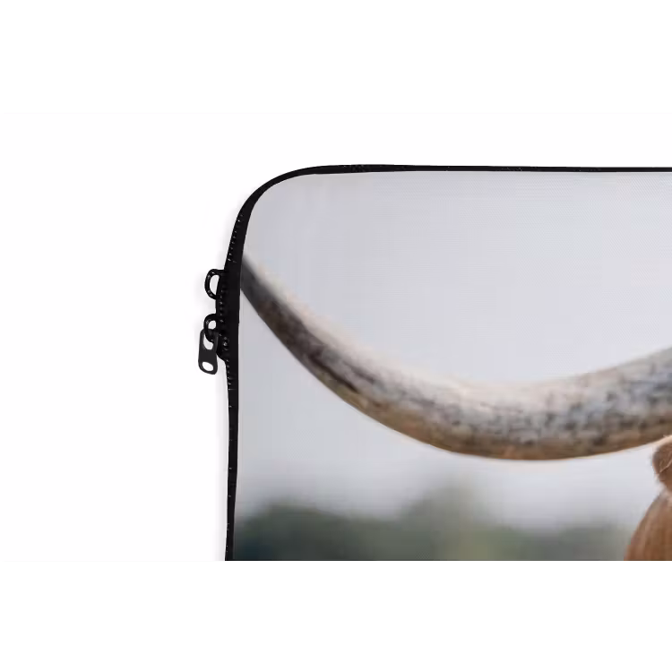 Texas Longhorn - Kalf - Weide - Dieren laptophoes neopreen klein -detail