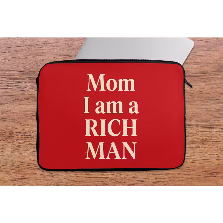 Tekst - Rijkdom - Motivatie - Rood - Modern laptophoes neopreen klein -tafel