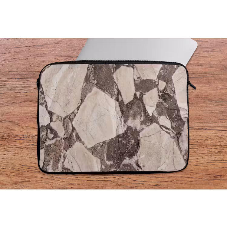 Textuur - Marmer - Abstract - Beige - Bruin laptophoes neopreen klein -tafel