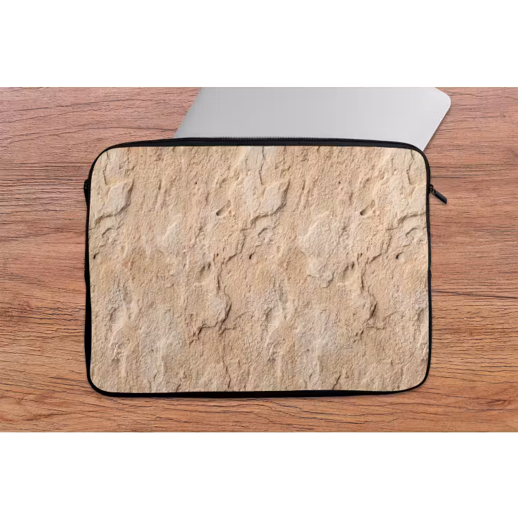 Textuur - Steen - Natuur - Beige laptophoes neopreen klein -tafel