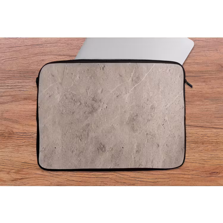 Textuur - Steen - Patroon - Rustiek - Beige laptophoes neopreen klein -tafel