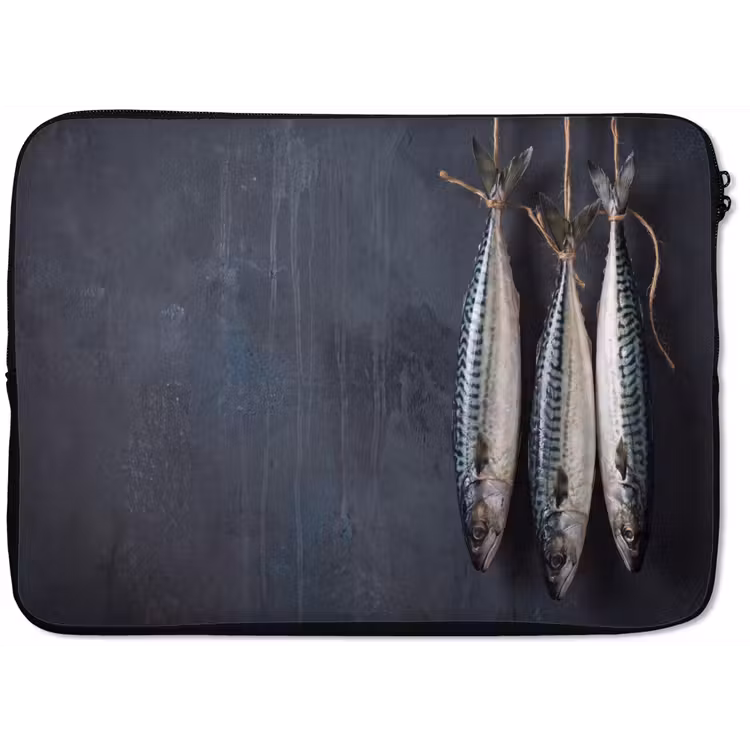 Laptop Sleeve - Three Fish - Rope - Drie vissen - Touw laptophoes neopreen klein