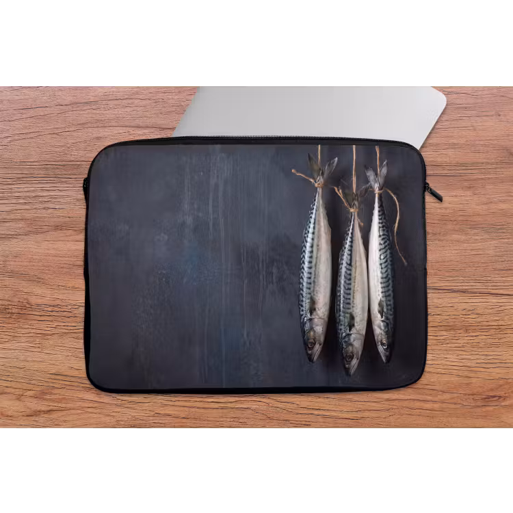 Laptop Sleeve - Three Fish - Rope - Drie vissen - Touw laptophoes neopreen klein