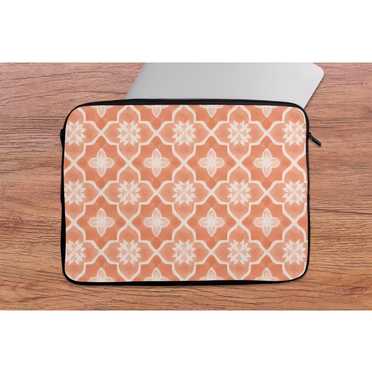 Tegelpatroon - Arabesk - Vintage - Terracotta laptophoes neopreen klein 279 -tafel