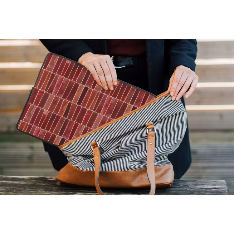 Tegels - Modern - Structuur - Dieprood laptophoes neopreen klein 279 -tas