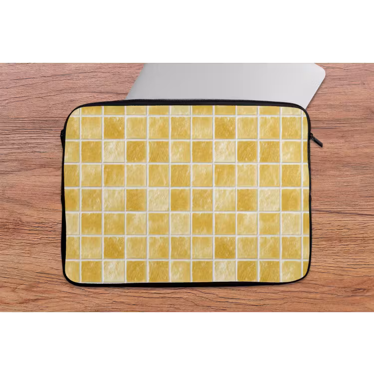 Tegels - Mozaïek - Textuur - Goudgeel laptophoes neopreen klein 279 -tafel