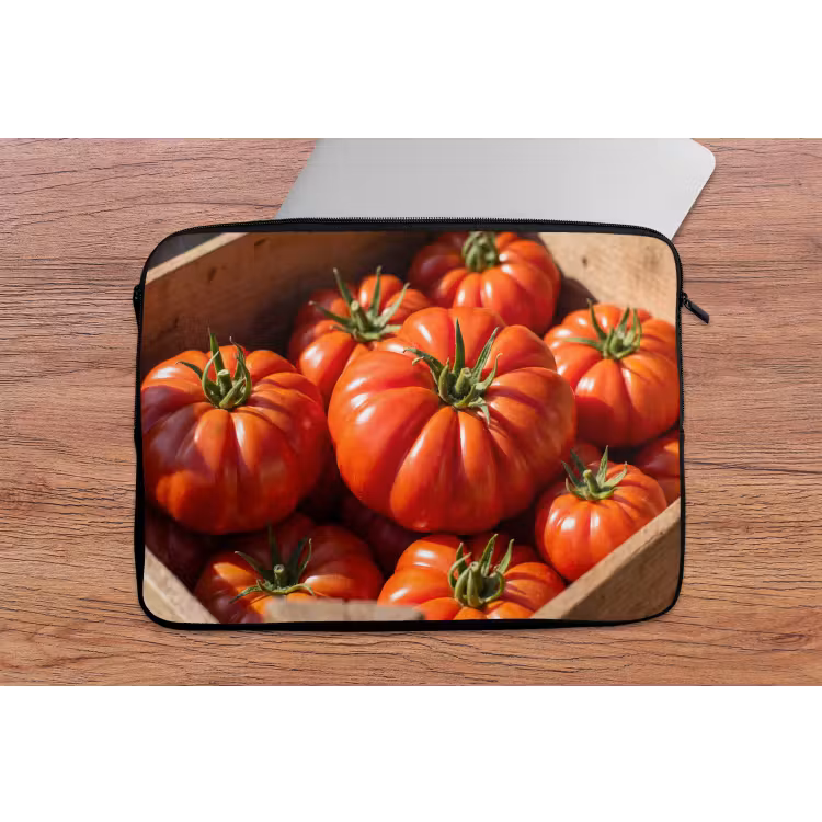 Laptop Sleeve - Tomato - Wooden - Crate - Tomaat - Houten - Kist laptophoes neopreen klein