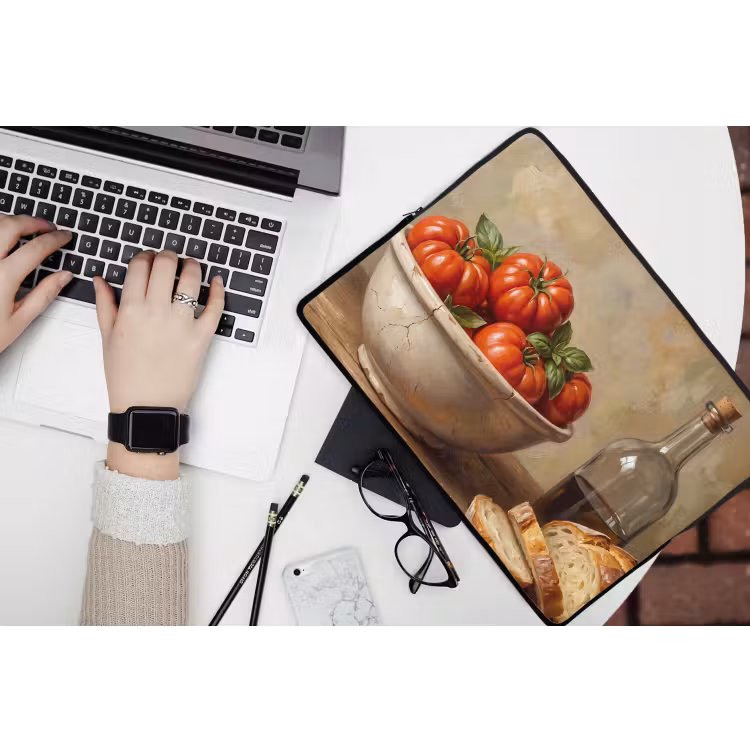 Laptop Sleeve - Tomatoes - Bowl - Food - Tomaten - Kom - Eten laptophoes neopreen klein