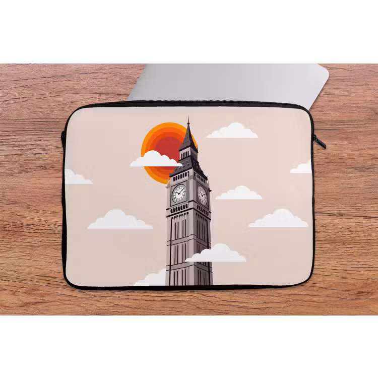 Toren - Klok - Londen - Architectuur - Retro laptophoes neopreen klein -tafel