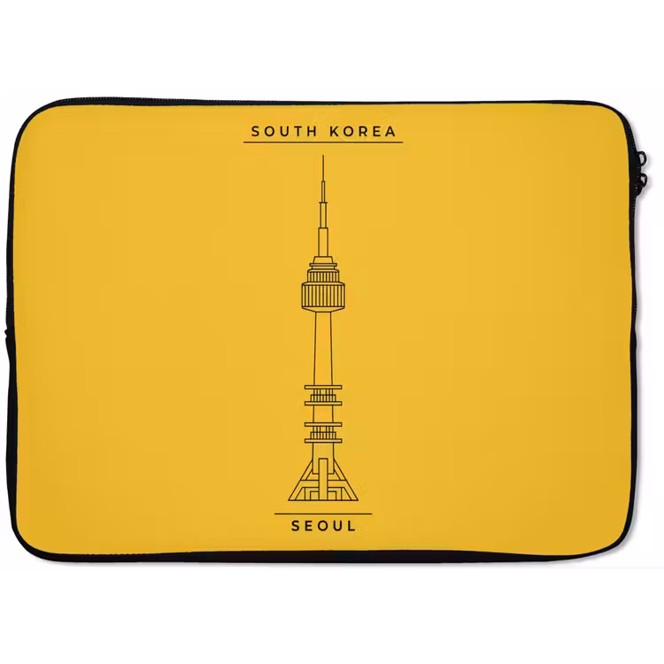 Toren - Seoul - Architectuur - Minimalistisch - Geel laptophoes neopreen klein -zkaufland3dotto