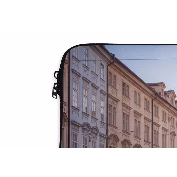 Tram - Straat - Stadsgezicht - Klassiek - Rood laptophoes neopreen klein -detail