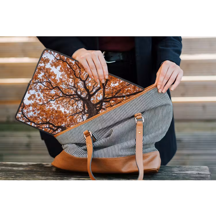 Boom - Bladerdak - Herfst - Oranje - Sfeervol laptophoes neopreen klein -tas