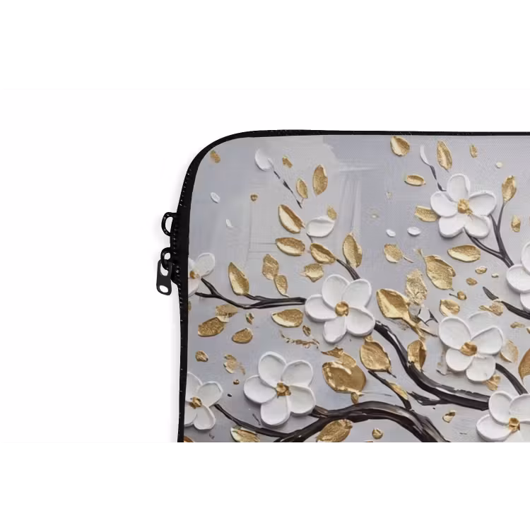 Boom - Bloemen - Natuur - Abstract - Wit laptophoes neopreen klein -detail