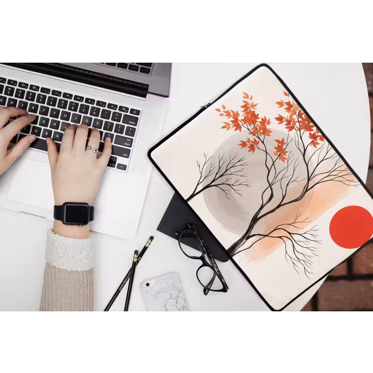Laptop Sleeve - Tree - Red - Abstract - Boom - Rood - Abstract laptophoes neopreen klein