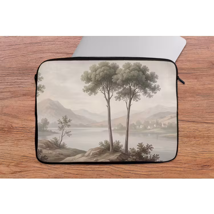 Bomen - Meer - Bergen - Illustratie laptophoes neopreen klein -tafel