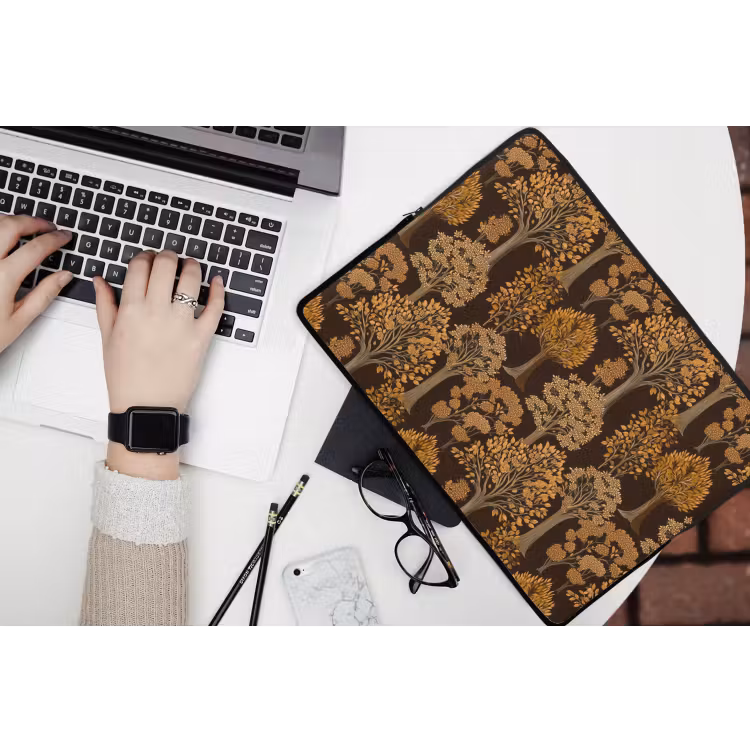 Bomen - Patroon - Bruin laptophoes neopreen klein 279 -bureau