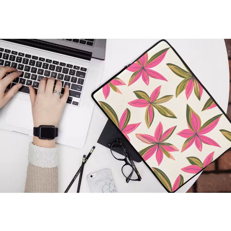 Tropisch - Bloem - Roze laptophoes neopreen klein 279 -bureau