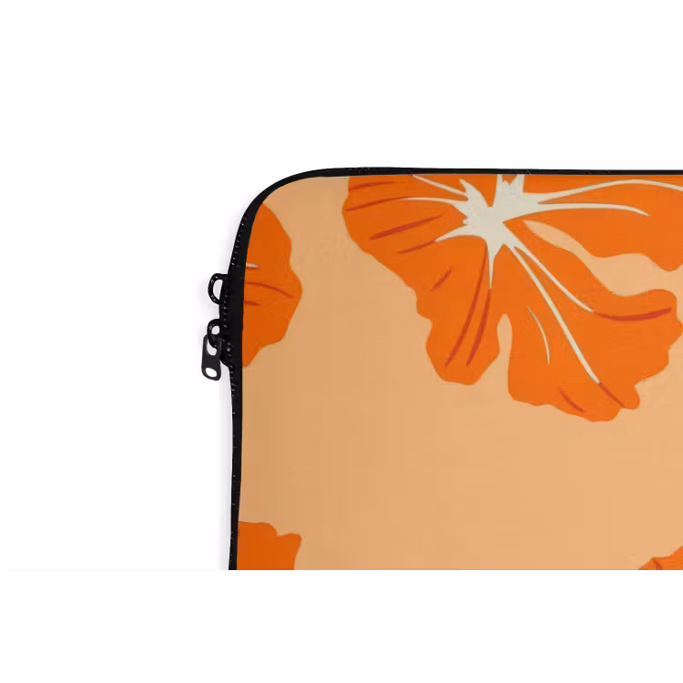 Tropisch - Hibiscus - Oranje laptophoes neopreen klein 279 -detail