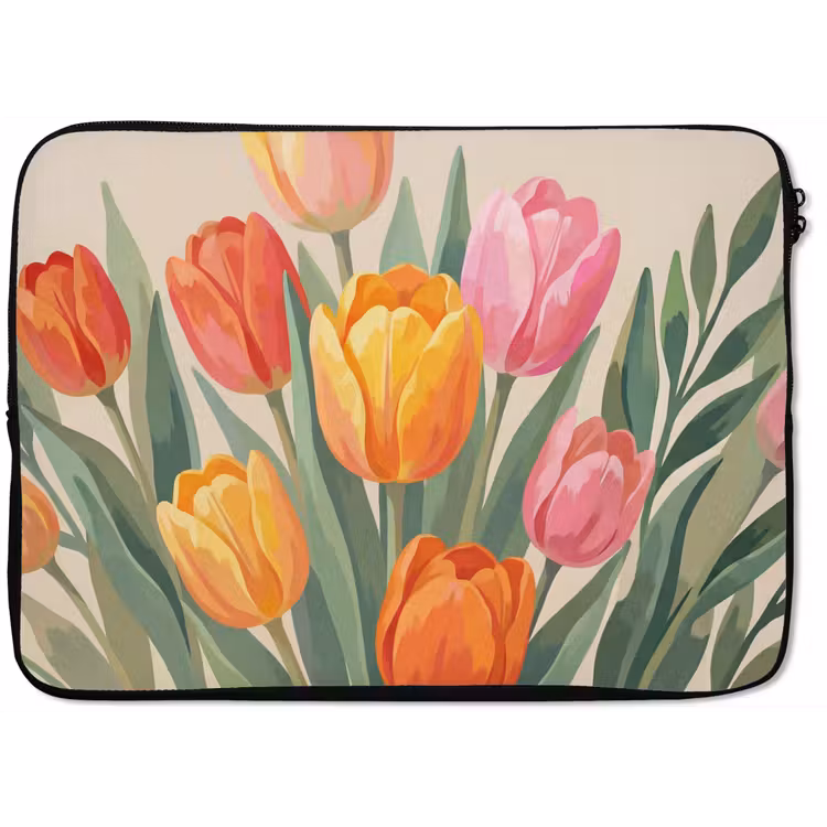 Tulpen - Abstract - Kleurrijk laptophoes neopreen klein -zkaufland3dotto