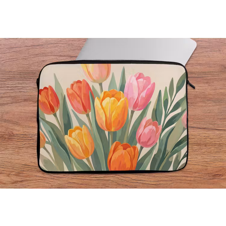 Tulpen - Abstract - Kleurrijk laptophoes neopreen klein -tafel