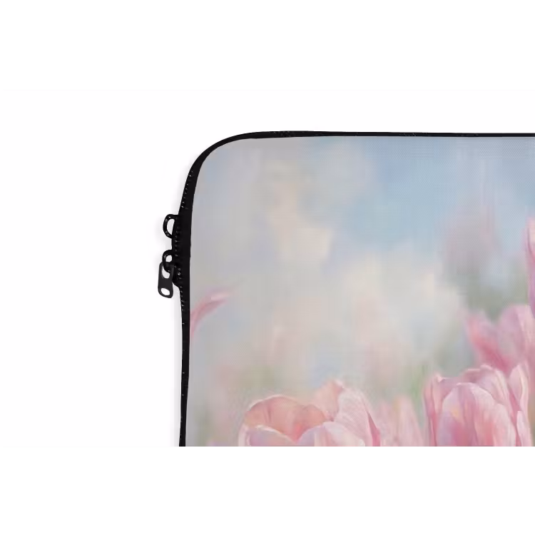 Tulpen - Veld - Lente - Roze laptophoes neopreen klein -detail