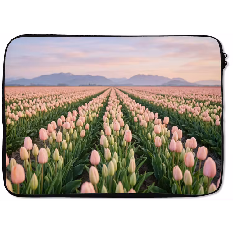 Tulpen - Landschap - Roze laptophoes neopreen klein -zkaufland3dotto