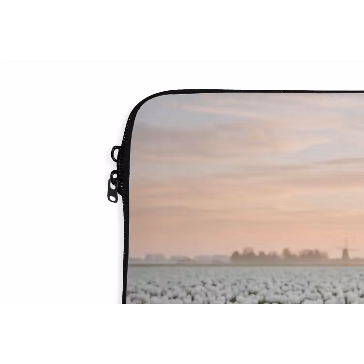 Tulpen - Landschap - Wit laptophoes neopreen klein -detail