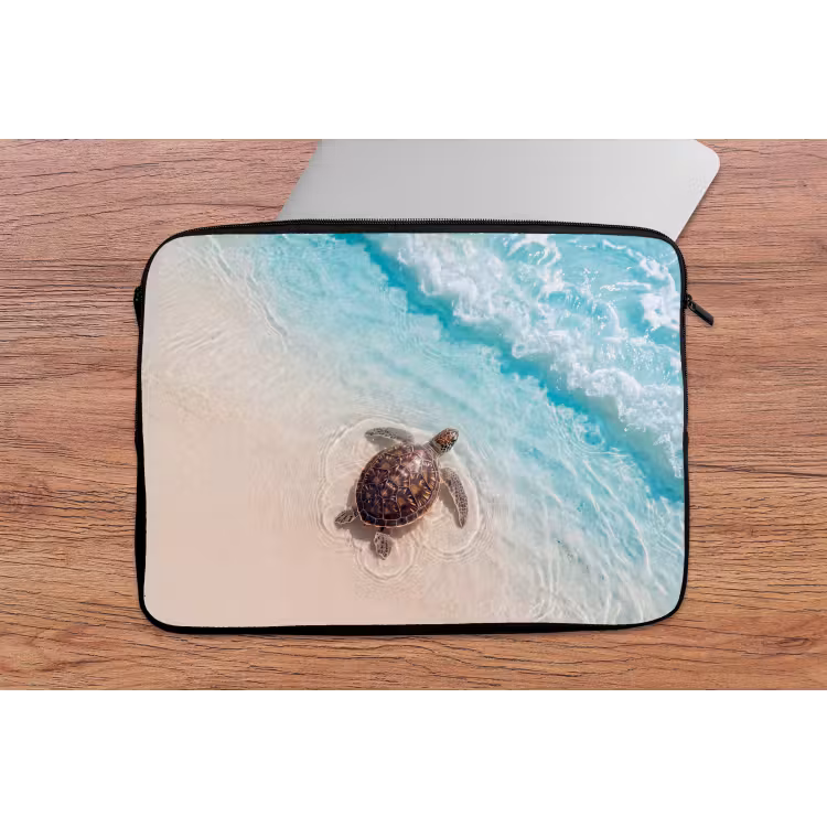 Schildpad - Helder water - Strand - Dieren - Natuur laptophoes neopreen klein -tafel