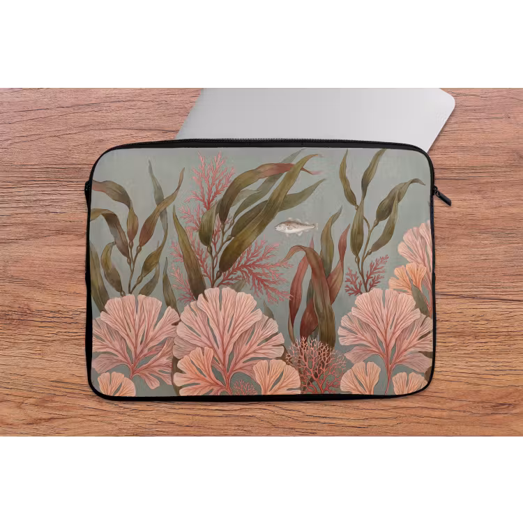 Onderwater - Planten - Vis - Vintage - Groen laptophoes neopreen klein -tafel