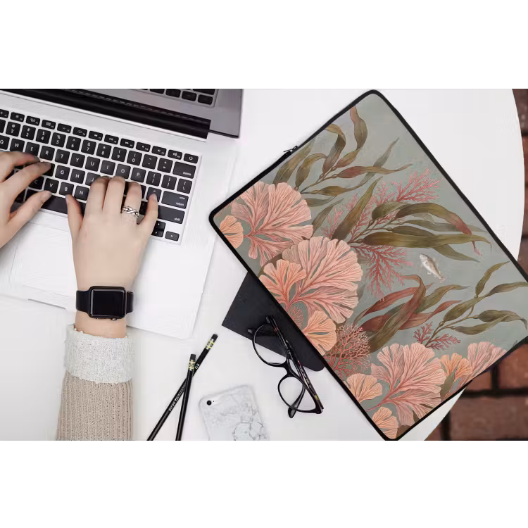 Onderwater - Planten - Vis - Vintage - Groen laptophoes neopreen klein -bureau